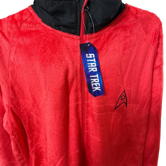 Star Trek Red Fleece Zip Jacket With Embroidered Logo Size L NWT - Picture 2 of 8